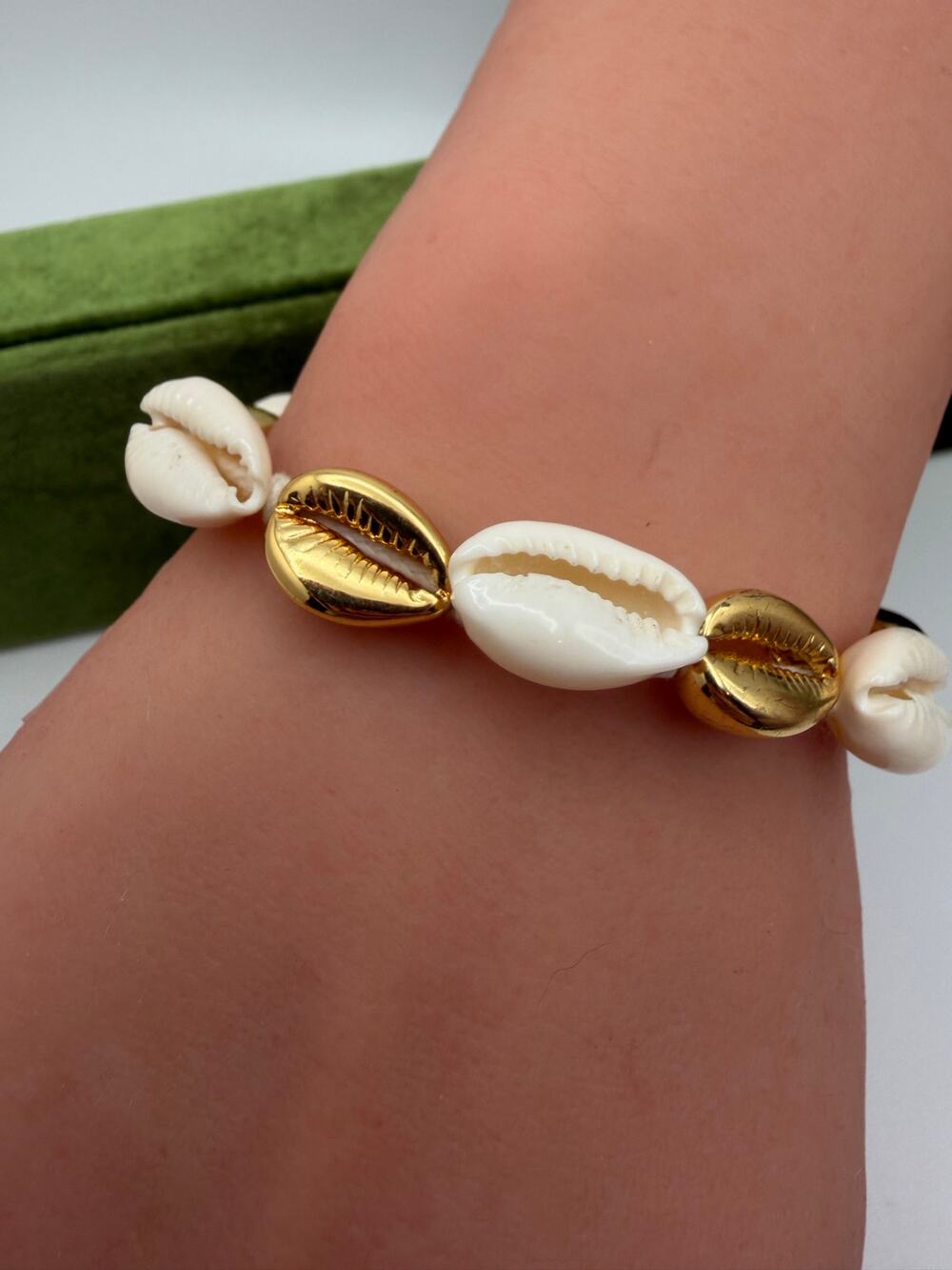 J Crew Goldtone Adjustable Shell Bracelet 6 1/4"- 9"